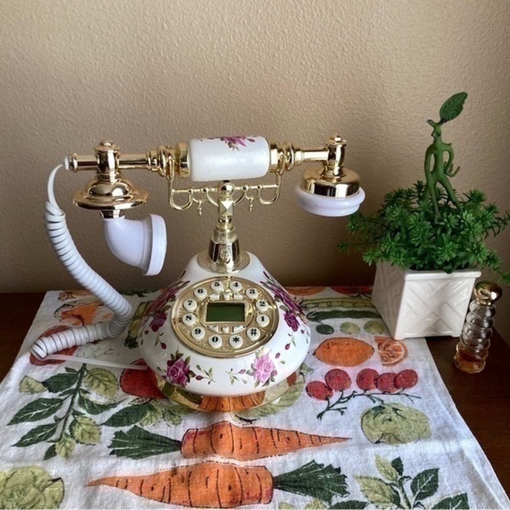 Antique look rose and gold telephone